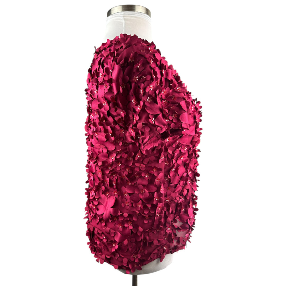 *Flawed Anthropologie Varun Bahl Rosemarie 3D Floral Top Whimsy Raspberry Size 8 - Picture 12 of 16